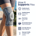 Close-up of the Ultra Knee Elite patella cushion and knit