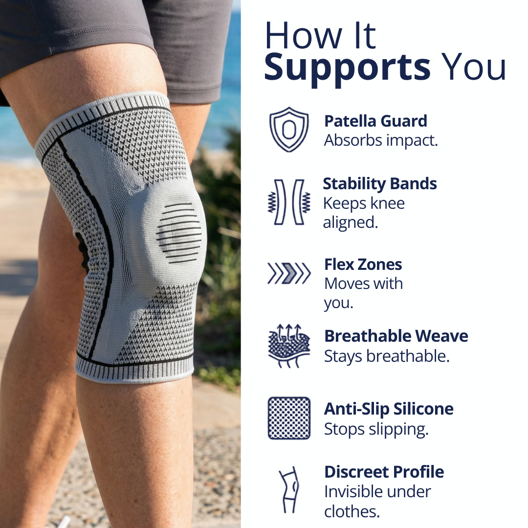 Close-up of the Ultra Knee Elite patella cushion and knit