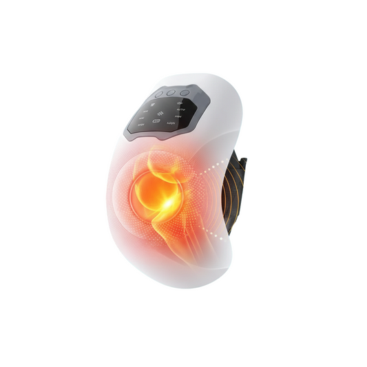 Noov KneeRelief Pro heated knee massager wrapped around a knee