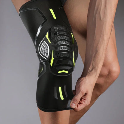 Side view of the ExoKnee sleeve showing the patella opening and support frame
